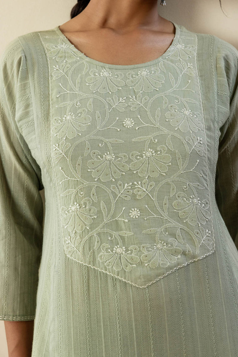 Sage Chikankari Kurta