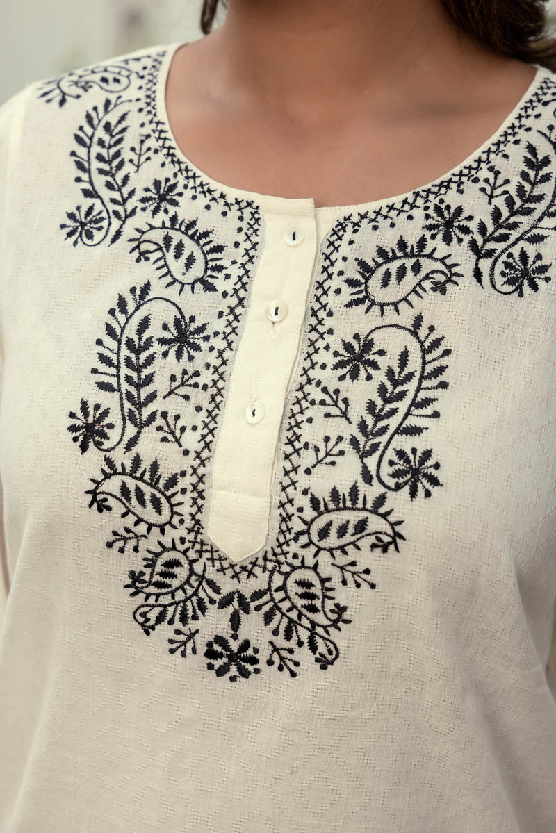 Short Embroidered Top