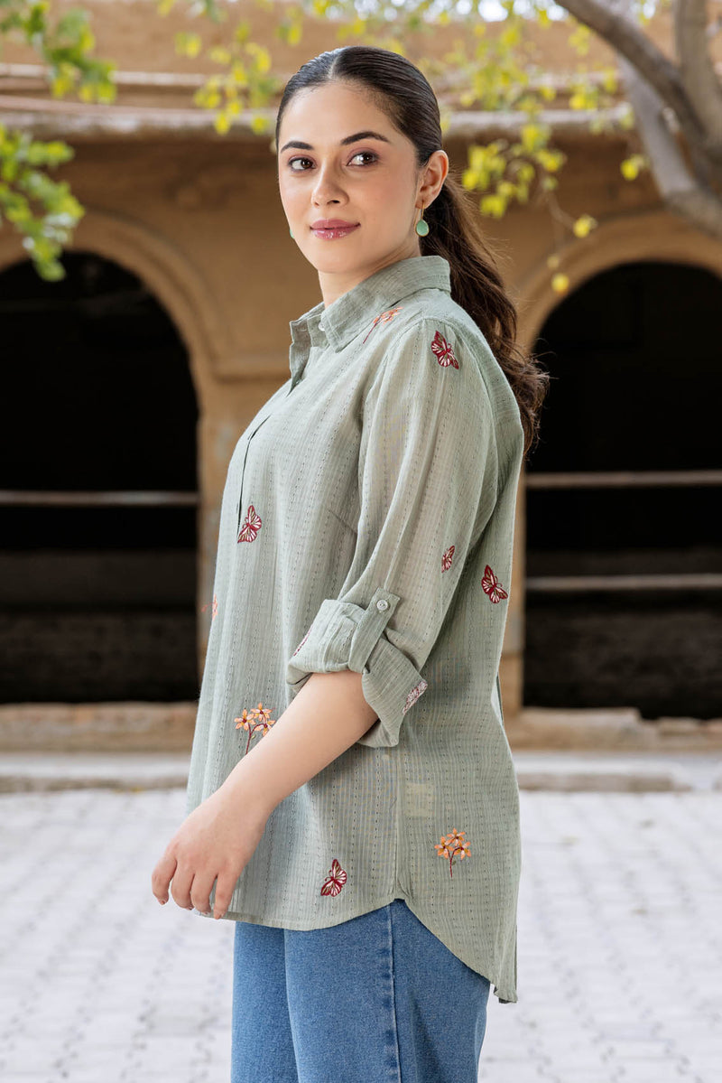 Sage Embroidered Shirt