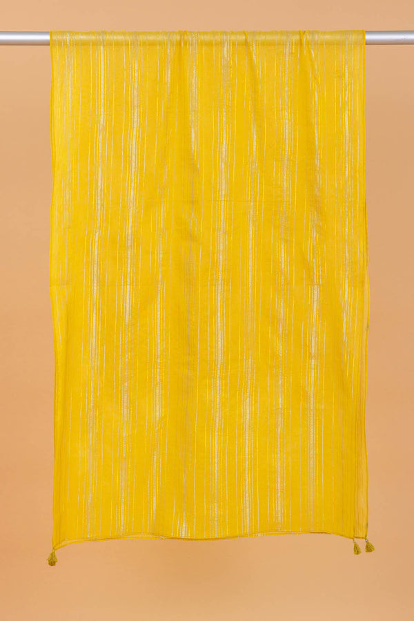 Yellow Cotton Chanderi Dupatta