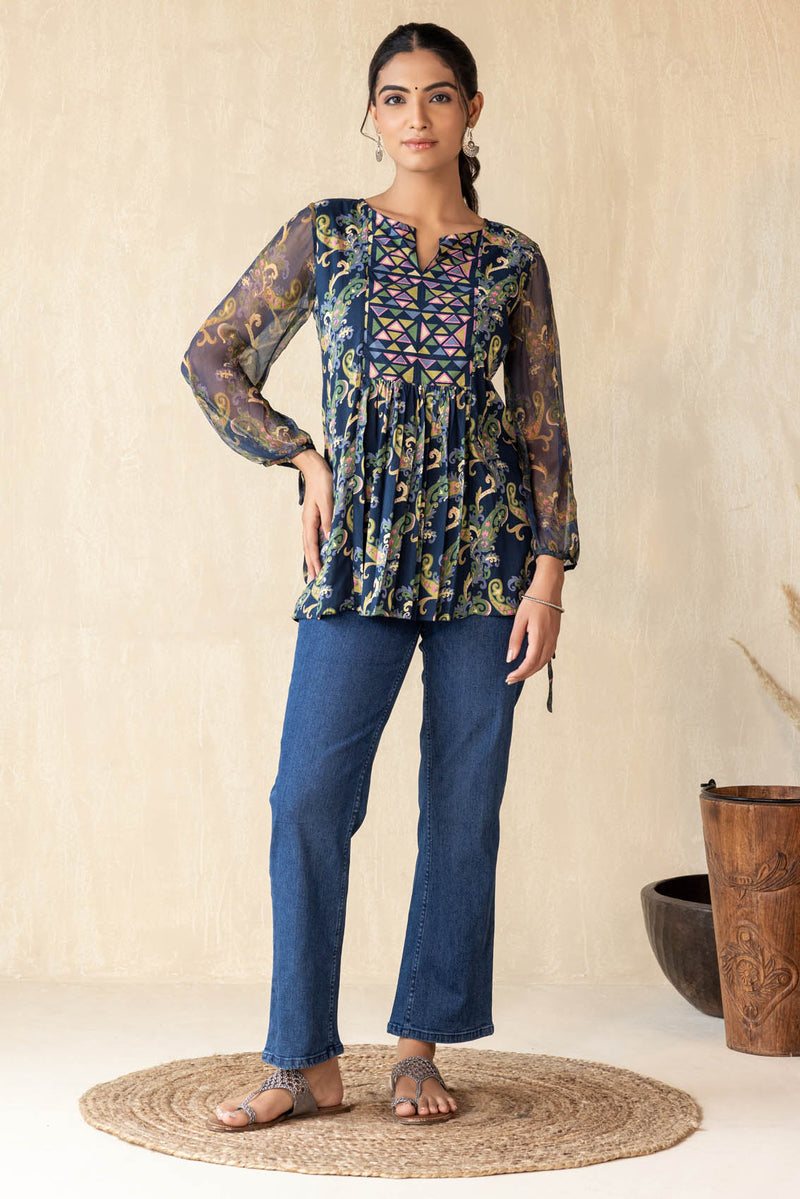 Paisley Chiffon Sleeve Top