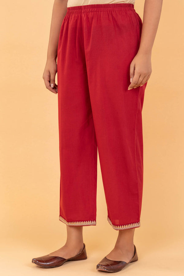 Dark Red Basic Trousers