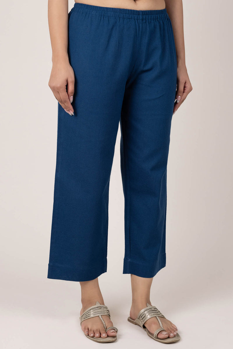 Neela Blue Khadi Trousers