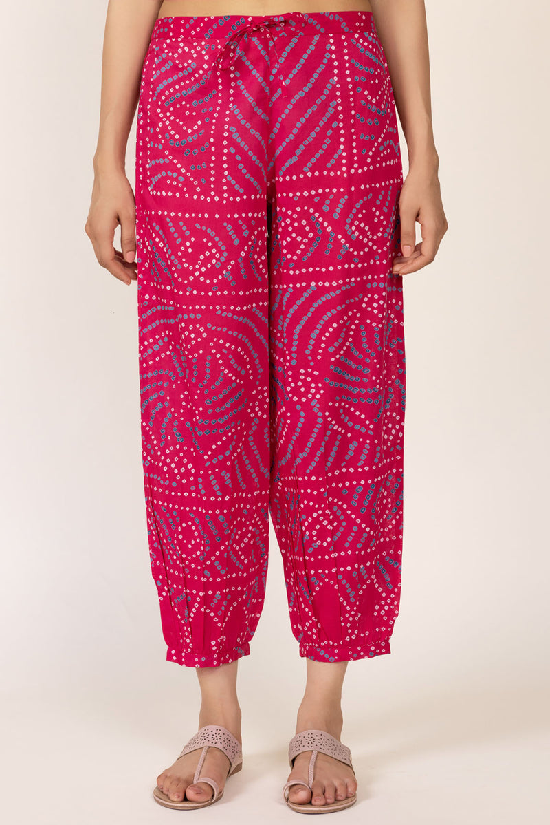 Pink Bandhej Afghani Trousers  Cottons Jaipur