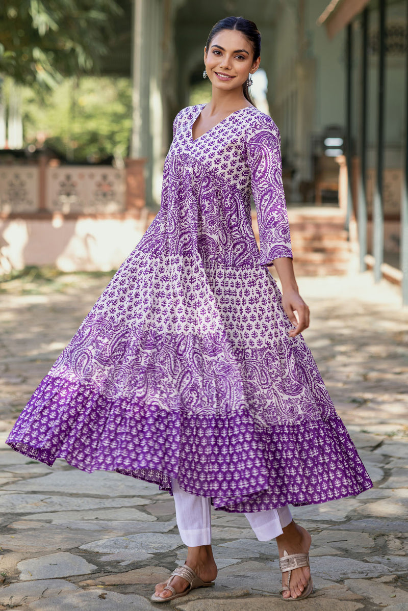 Purple Tiered Kurta