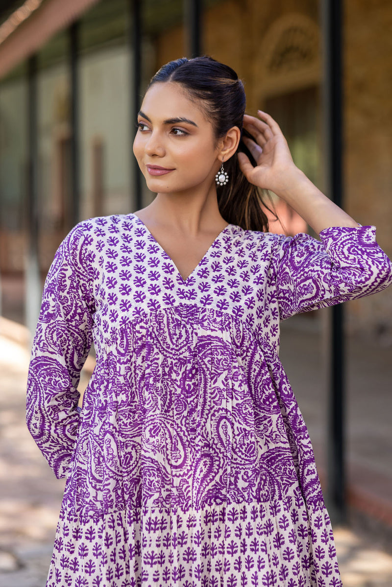 Purple Tiered Kurta