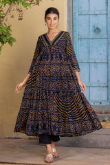 Classic Black Bandhej Kurta