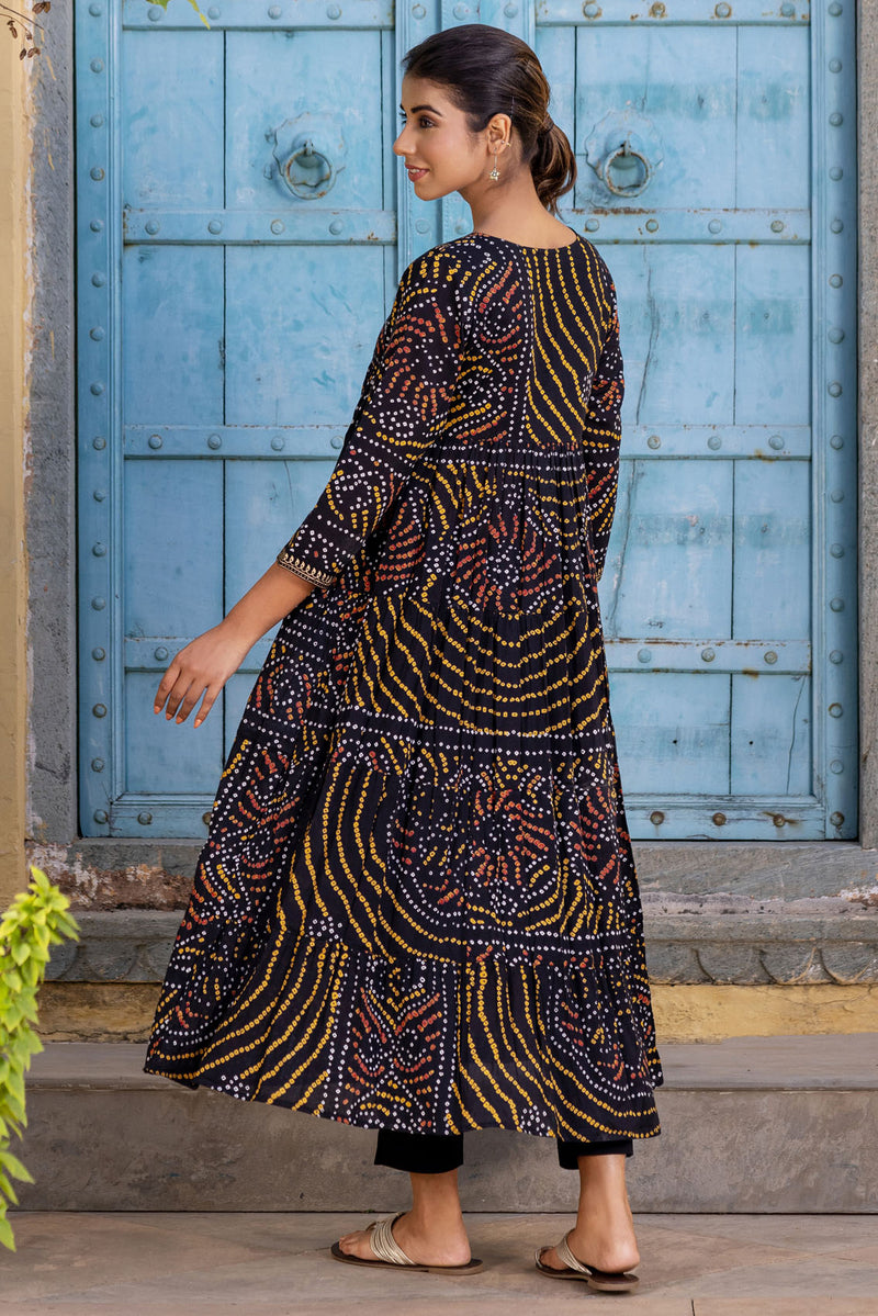 Classic Black Bandhej Kurta