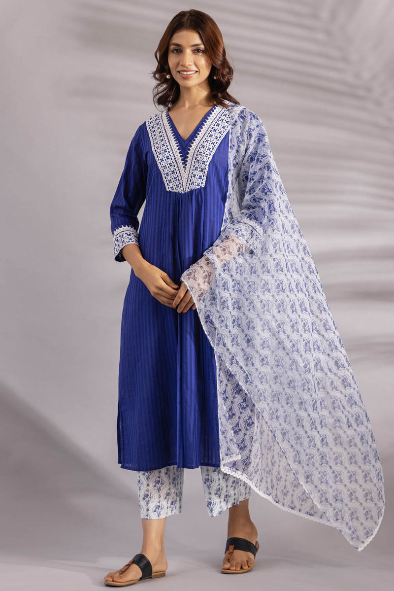 Navy Blue Lace Kurta