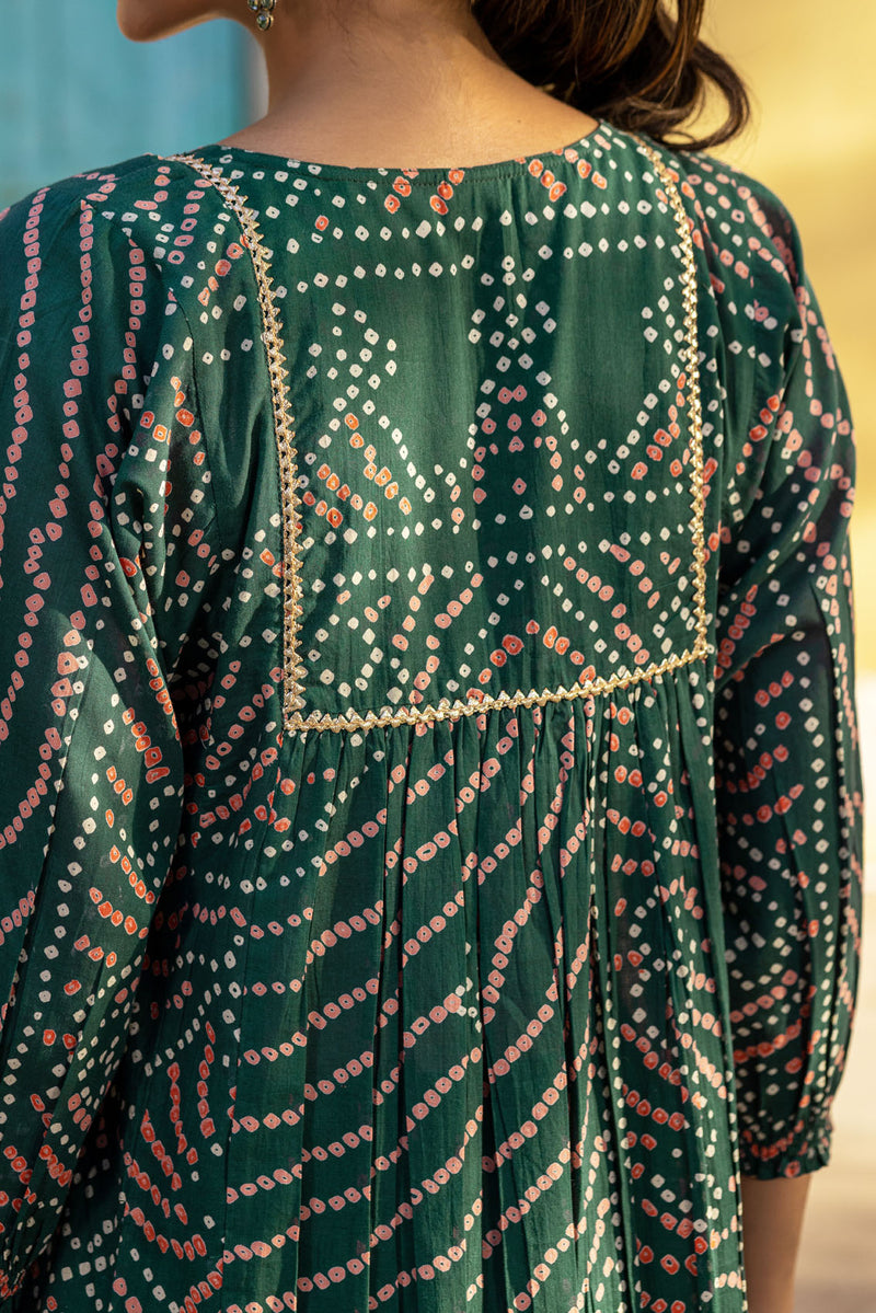 Emerald Green Bandhej Kurta
