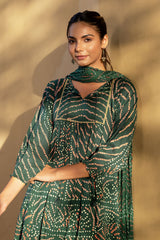 Emerald Green Bandhej Kurta