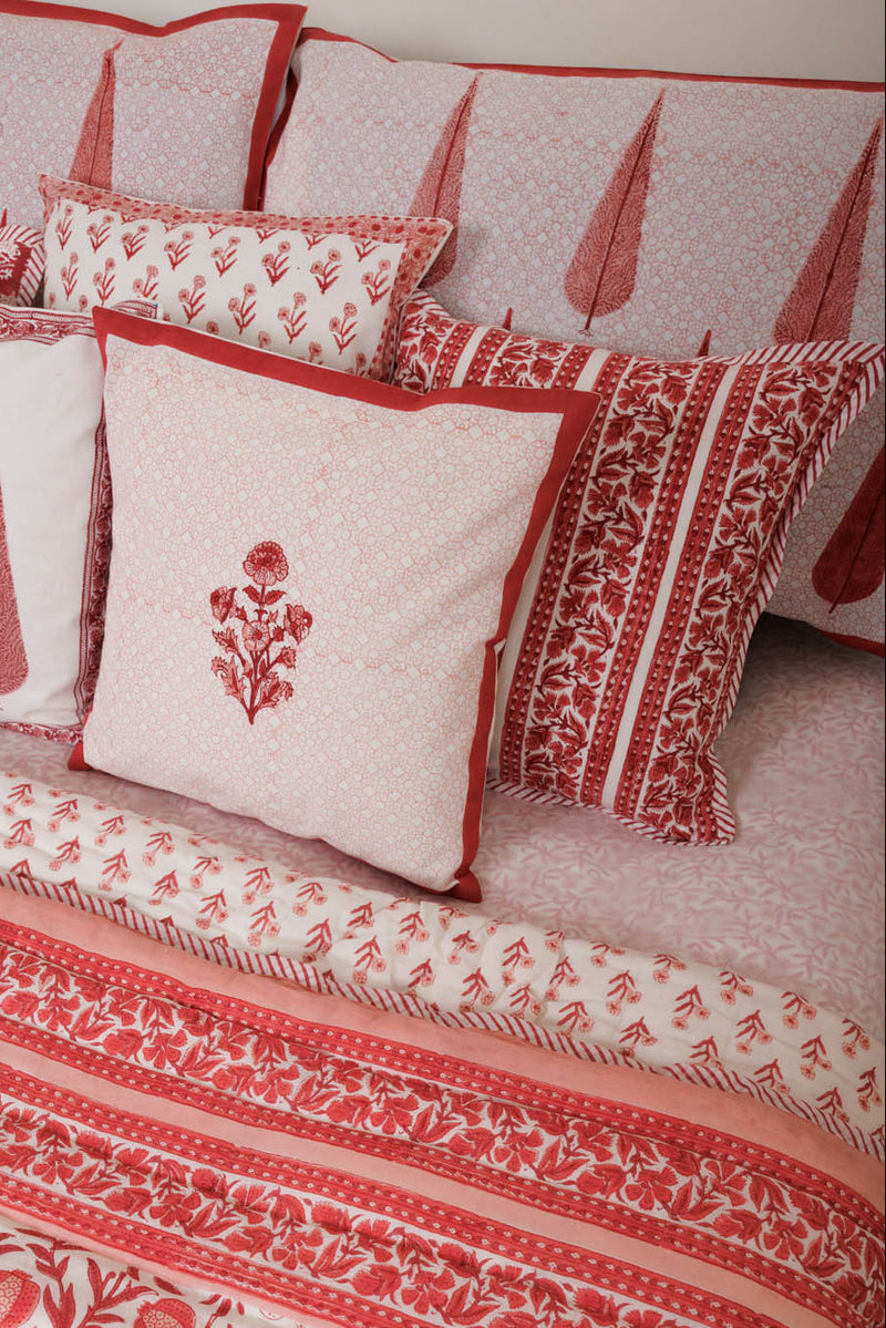 Floral Buta Hand Block Printed Cushion Cover – Cottons Jaipur