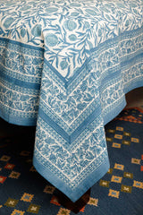Blue Anaar Jaal Hand Block Printed Bedcover