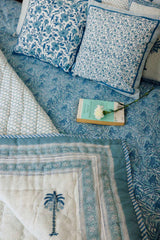 Blue Palm Hand Block Printed Quilt
