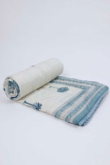 Blue Palm Hand Block Printed Quilt