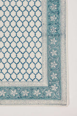 Blue Jaali Hand Block Printed Pillow Cover | 1 Unit