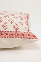 Pink Floral Buti Hand Block Printed Cushion Cover