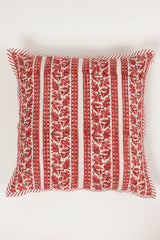 Pink Floral Border Hand Block Printed Cushion Cover