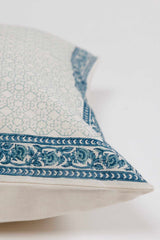 Blue Palm Hand Block Printed Cushion Cover