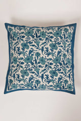 Blue Floral Hand Block Printed Cushion Cover