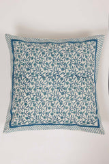 Blue Tiny Floral Hand Block Printed Cushion Cover