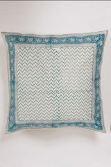 Blue Chevron Hand Block Printed Cushion Cover