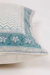 Blue Chevron Hand Block Printed Cushion Cover