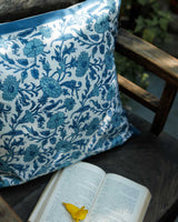 Blue Floral Hand Block Printed Cushion Cover