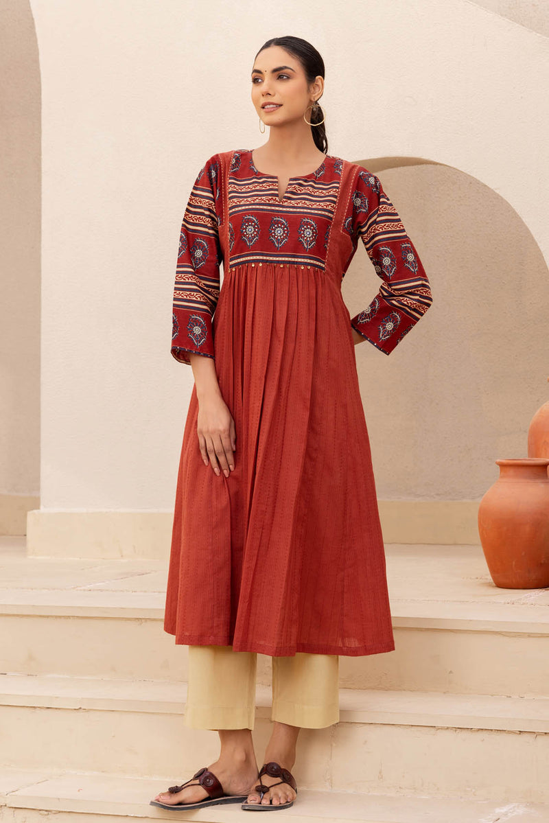 Deep Rust Kurta