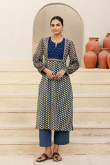 Mirror Indigo Floral Kurta