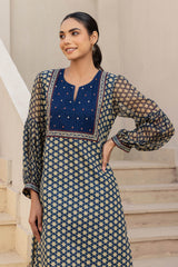 Mirror Indigo Floral Kurta