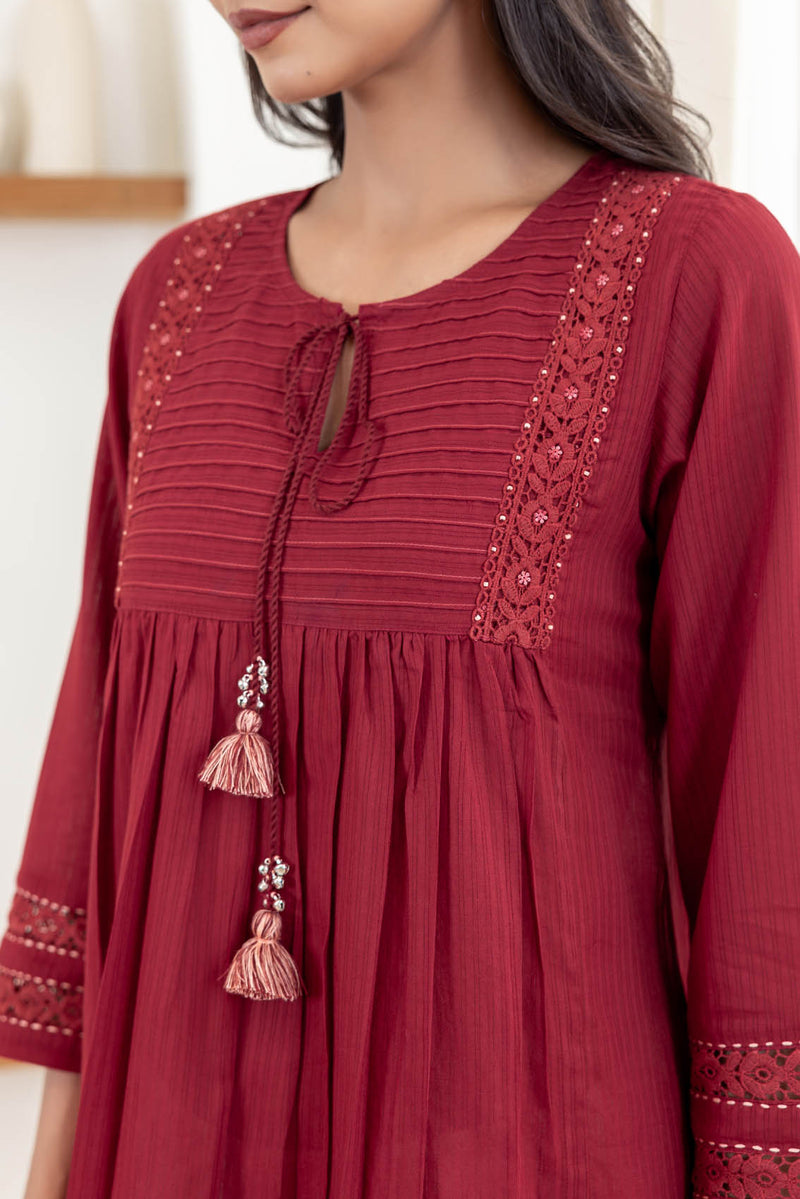 Red Tassel Kurta