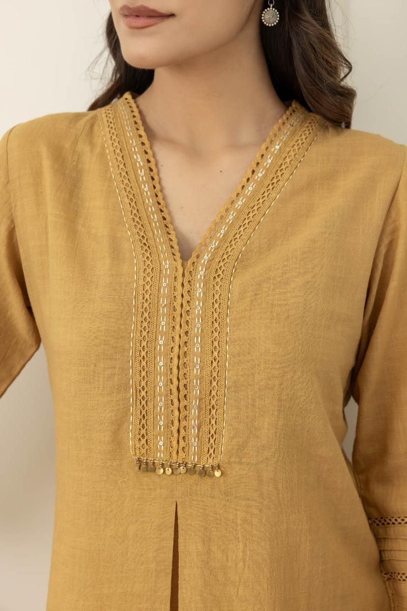 Mustard Lace Kurta