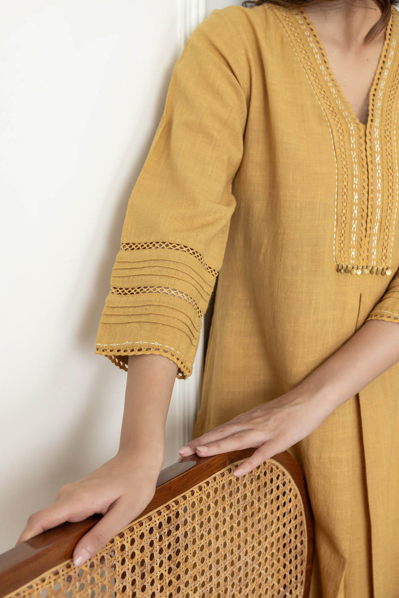 Mustard Lace Kurta