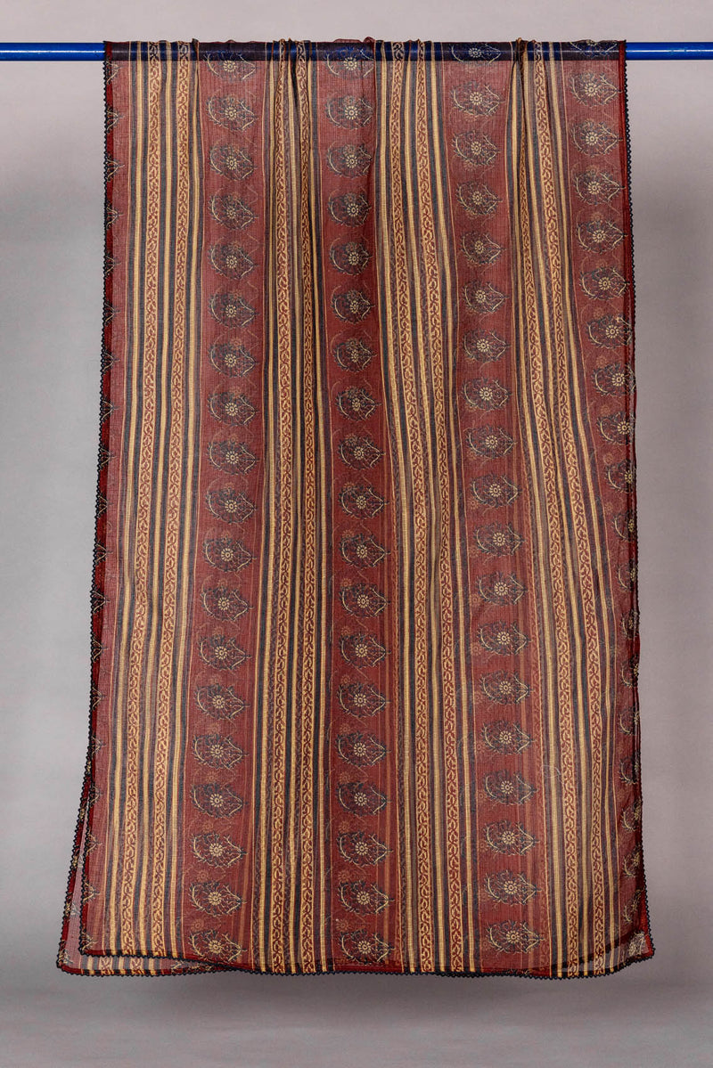 Rust Floral Doria Dupatta