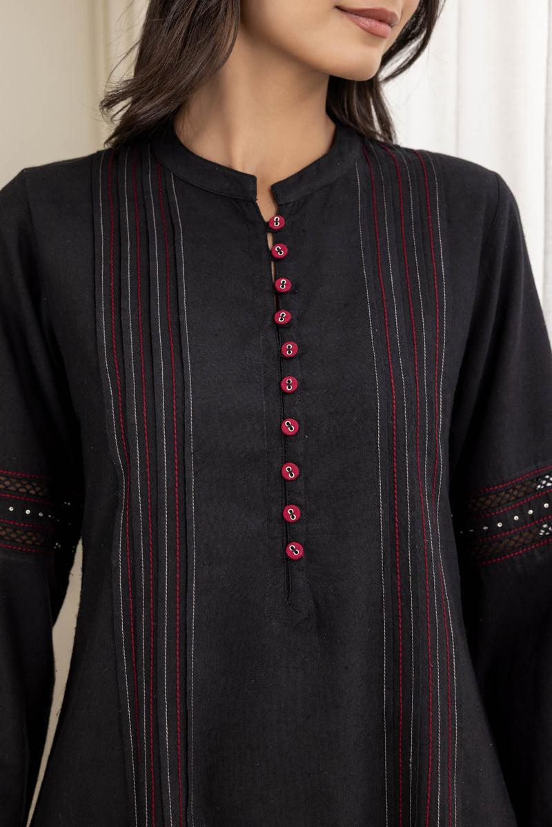 Black Pintuck Kurta