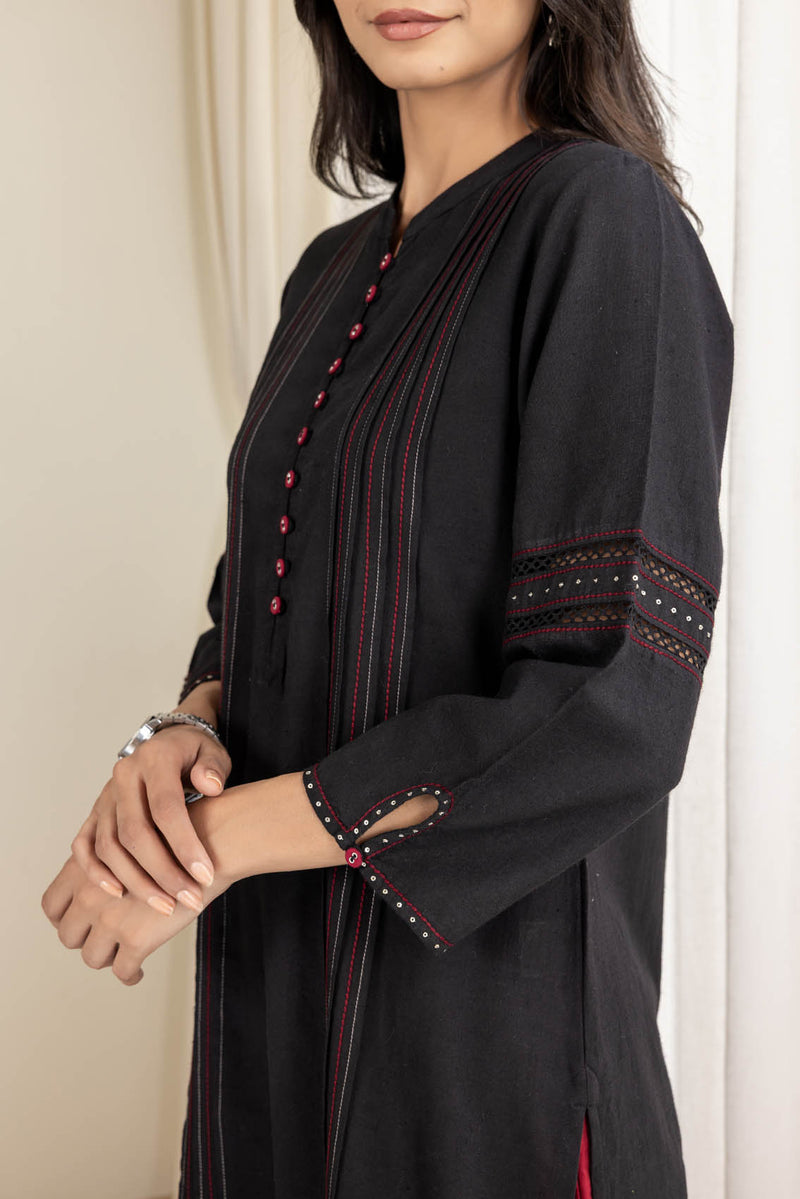 Black Pintuck Kurta
