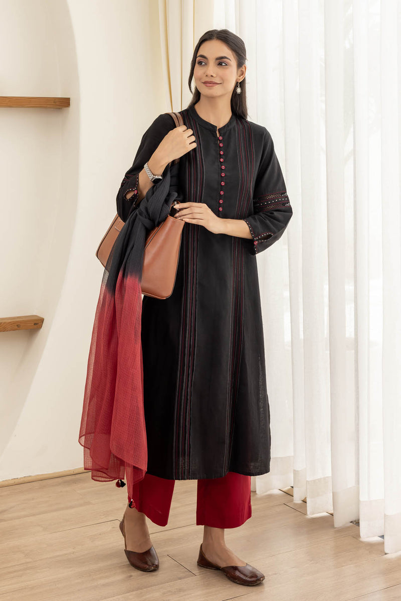 Black Pintuck Kurta