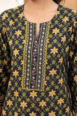 Black Grid Border Kurta