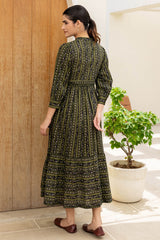 Frill Hem Black Dress