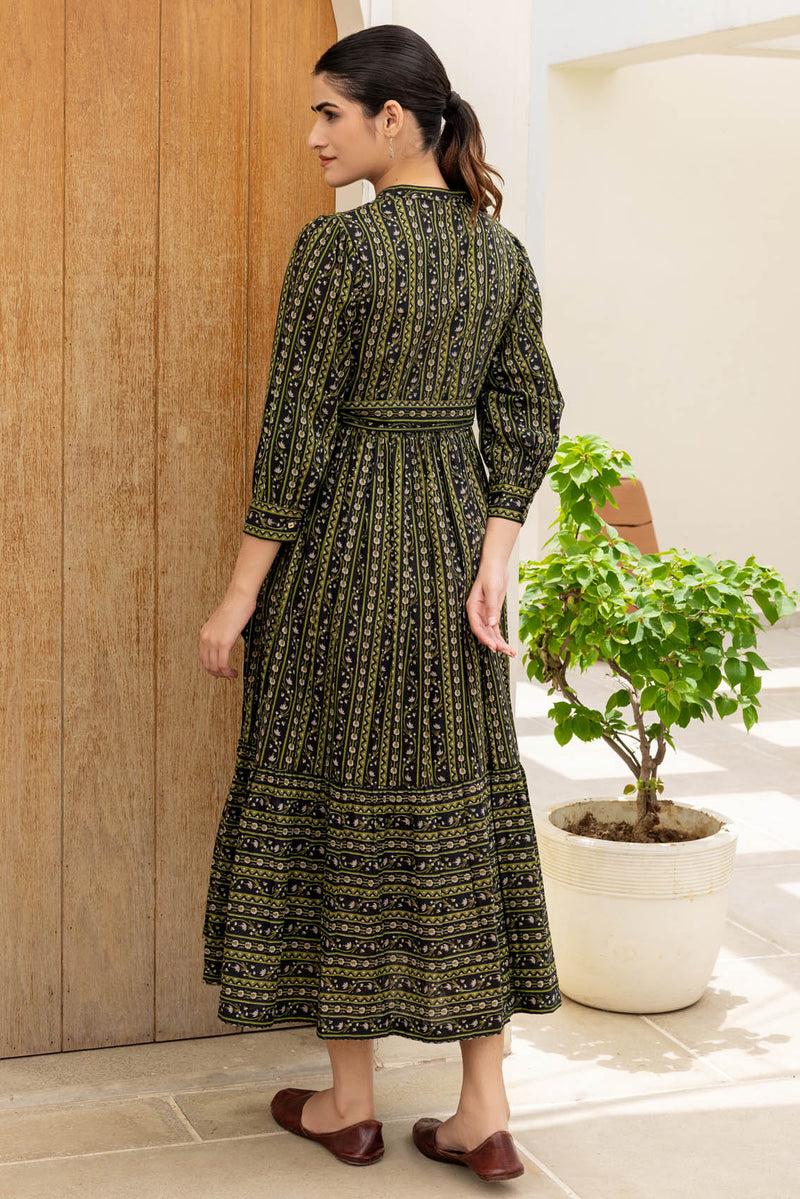 Frill Hem Black Dress