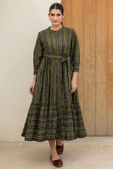 Frill Hem Black Dress