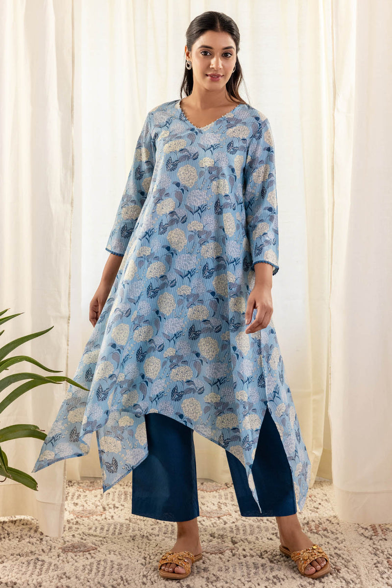 Asymmetrical Hydrangea Kurta