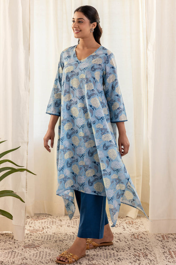 Asymmetrical Hydrangea Kurta