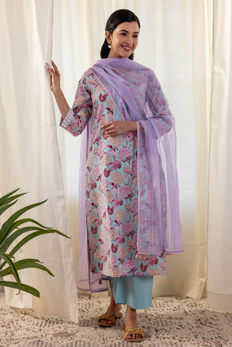 Straight Hydrangea Kurta