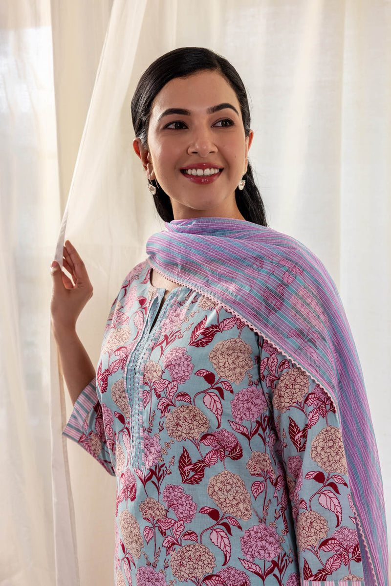 Straight Hydrangea Kurta
