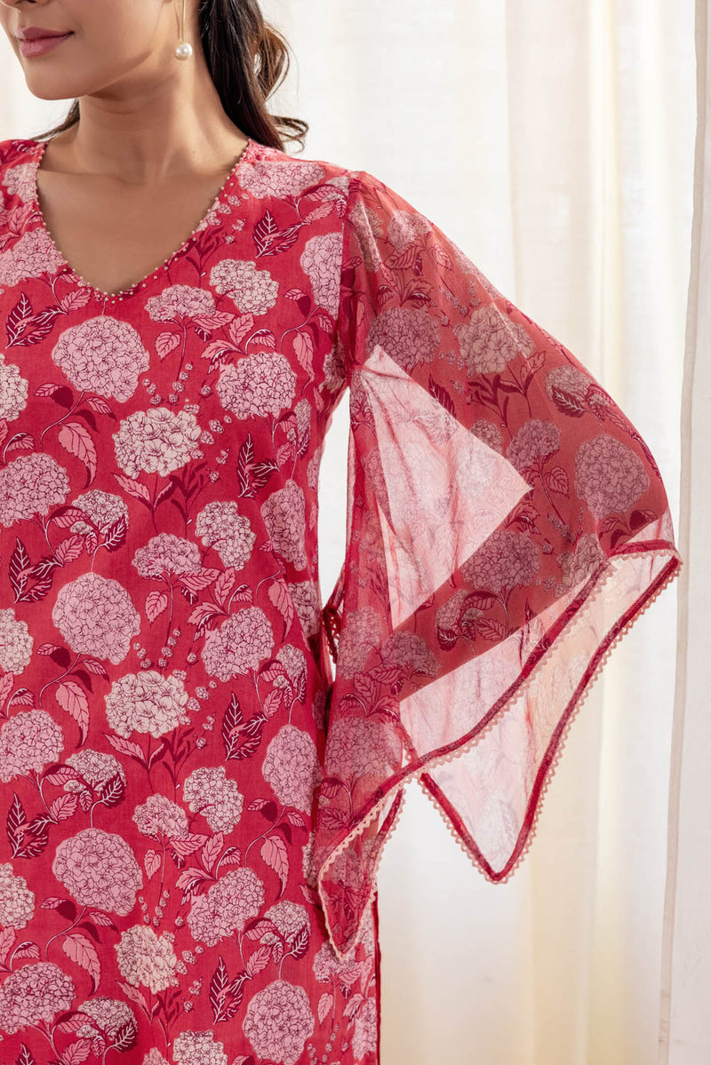 Melon Hydrangea Kurta