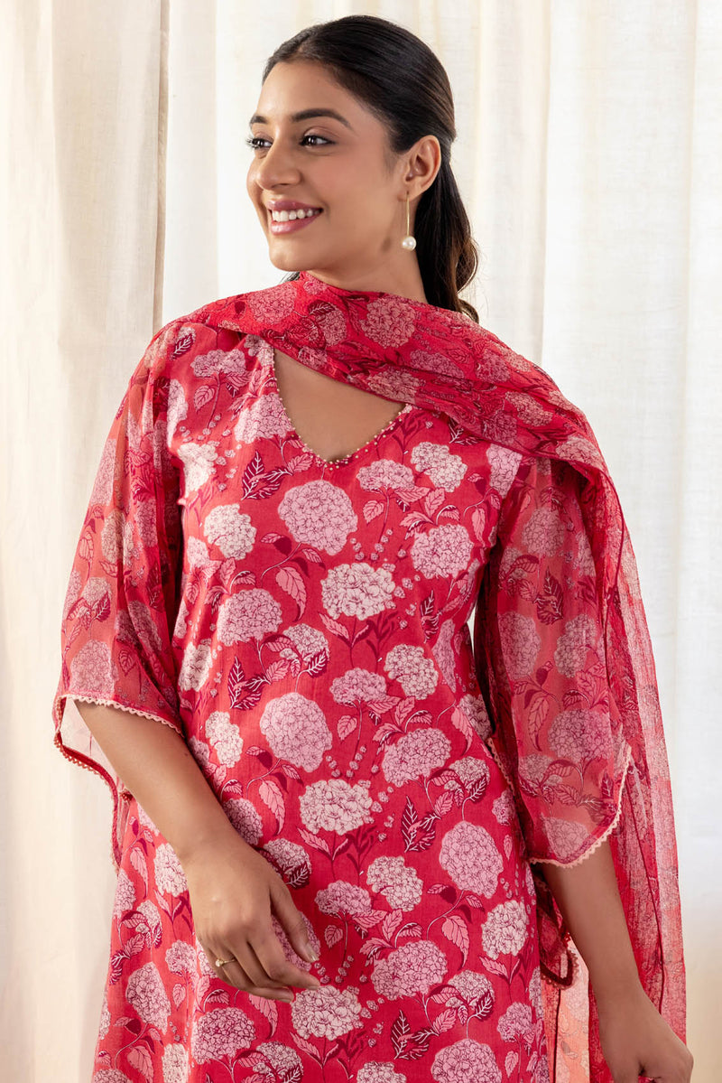 Melon Hydrangea Kurta