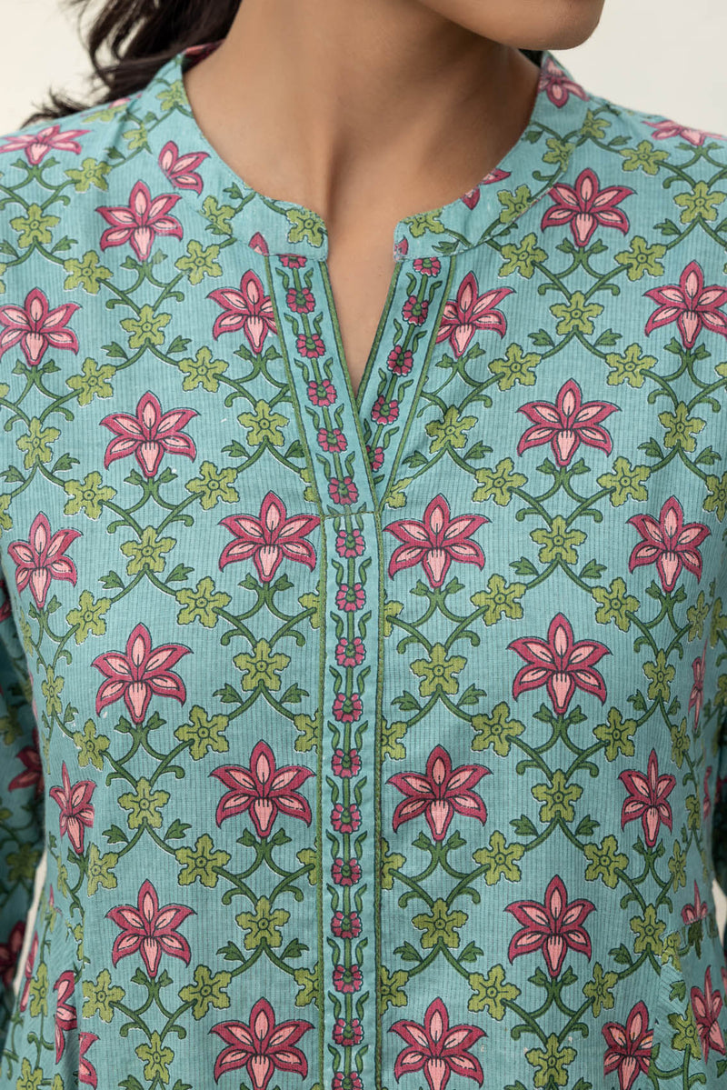 Turquoise Mandarin Kurta