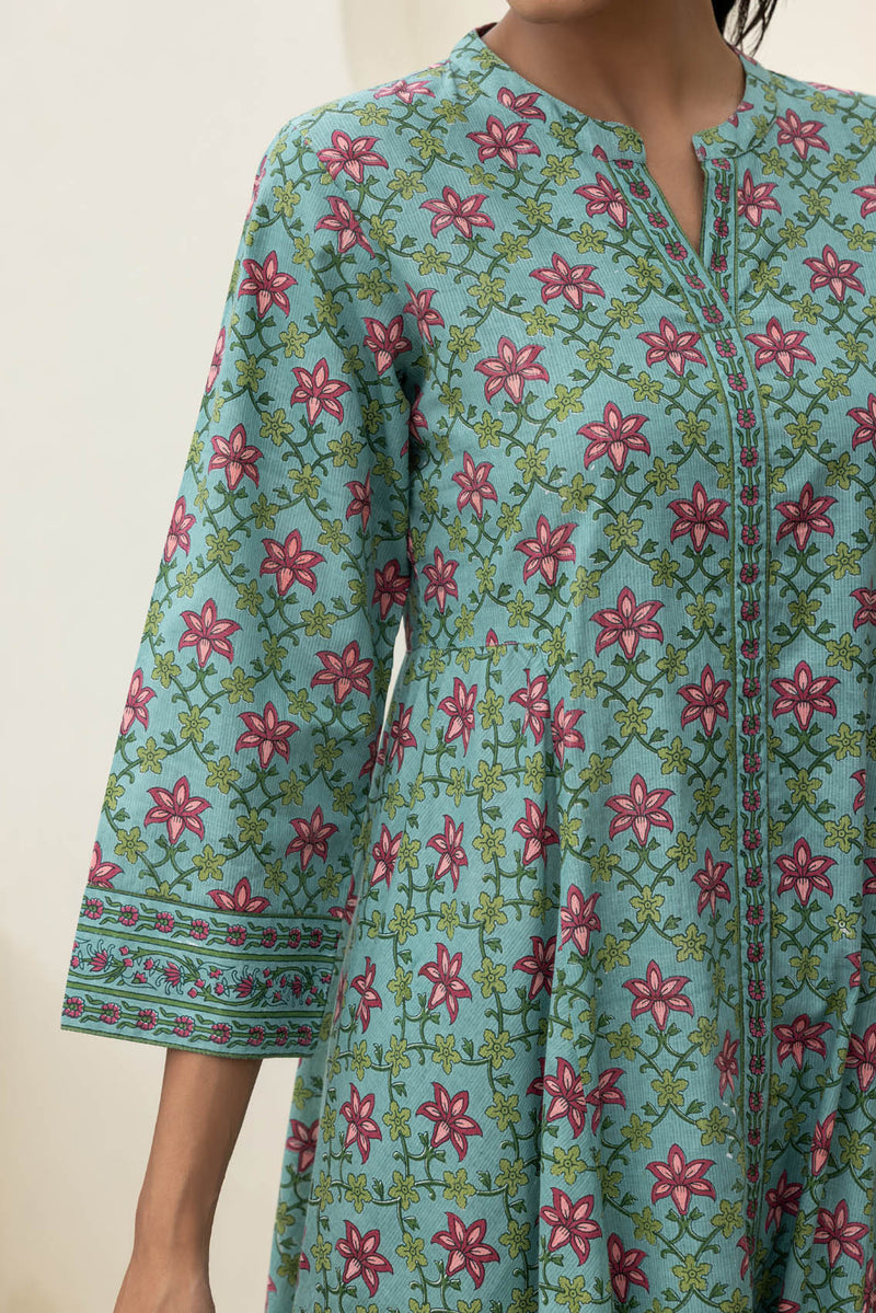 Turquoise Mandarin Kurta